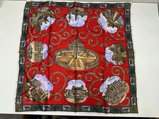 Unbranded Womens Scarf Necktie Square Vintage Red Roma S. Pietro Italy Landmarks