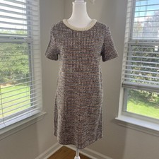 Zara Sweater Dress Small Pearl Neckline Accents Multicolor Bodycon