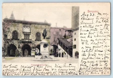 Lombardy Italy Postcard Bergamo Piazza Garibaldi Square c1905 Posted Vintage