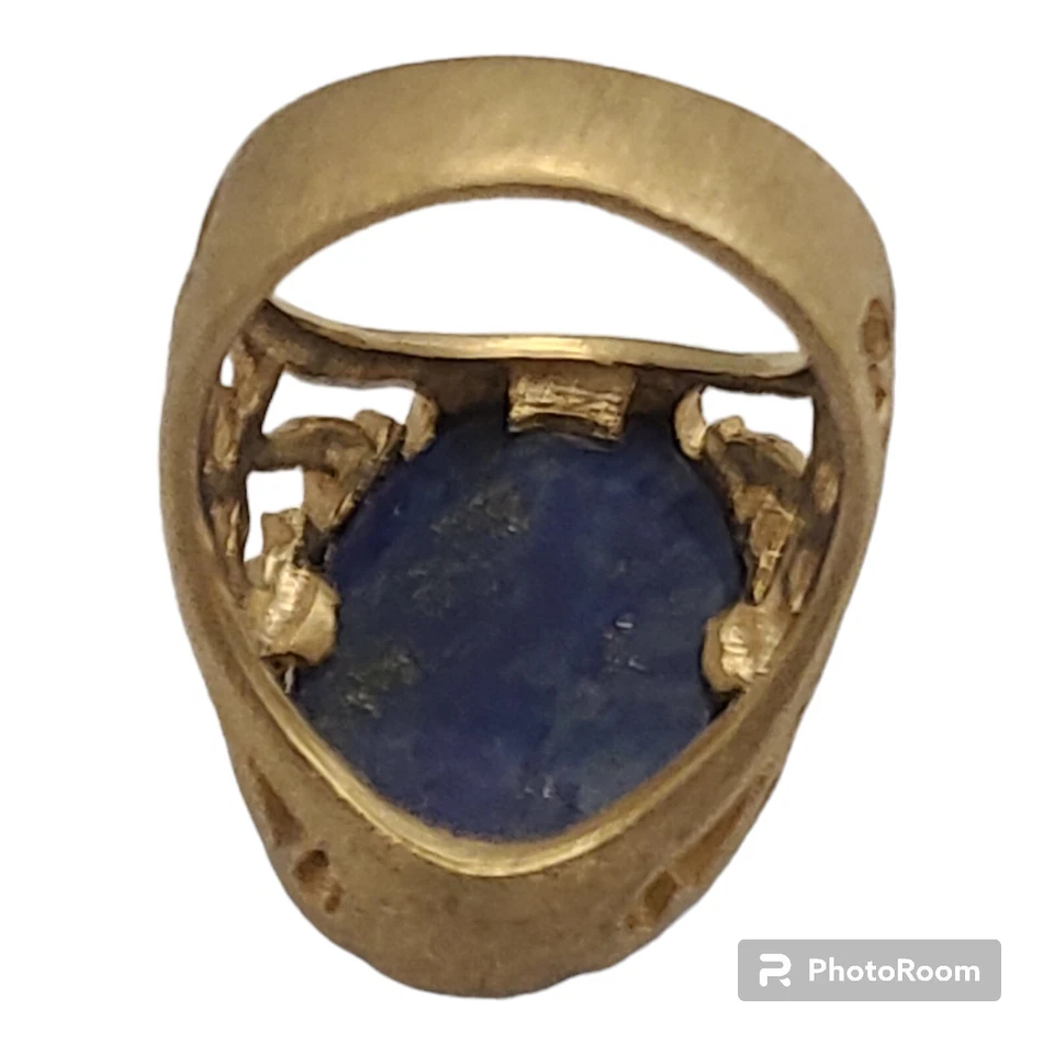 Anillo Rivka Friedman Oro 18K Revestido Satén Facetado Lapislázuli Talla 9 Foto 3 de 4