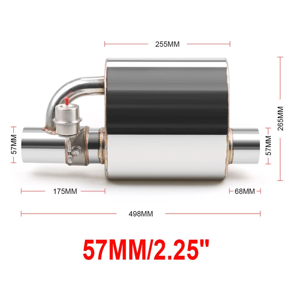 2.25" 57mm Tip On Single Exhaust Muffler Valve Pipe+Wireless Remote Controller - Image 2 of 4