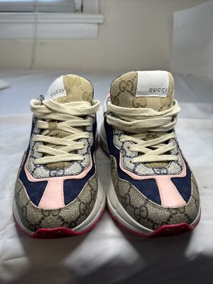 100% Authentic Gucci GG Rython sneakers Size 6.5 Us Size 36  display picture 3