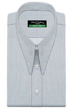 Spear Point Collar Mens Blue Brown Stitch Stripes 1930s Goodfellas Revival Shirt