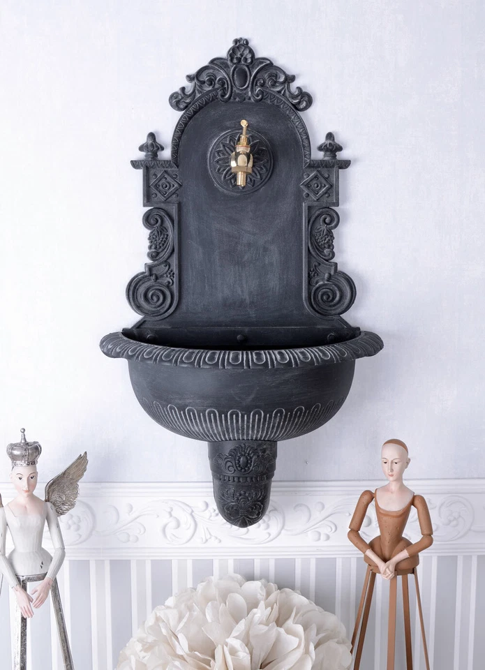 Antik Brunnen Schlossgarten Wasserbrunnen Wandbrunnen Garten Metall Wasserhahn - Bild 2 von 4