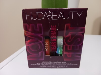 AUTHENTIC HUDA Beauty Lovefest Tear & Share Lip Quad- 2 Liquid Matte 2 Silk Balm