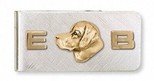 Labrador Retriever Money Clip Jewelry Sterling Silver And 14K Gold Handmade Dog