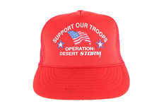 Vtg 90s Operation Desert Storm Support Our Troops Spell Out Roped Trucker Hat
