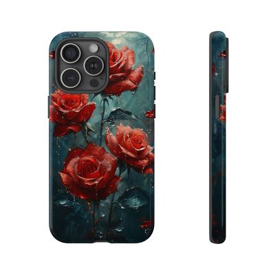 Phone Ink - iPhone | Galaxy | Pixel Case - Red Rose Flowers Rain Floral