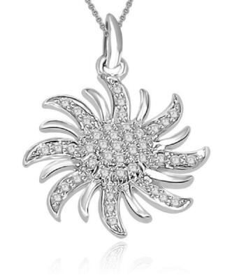 Designer SunPendant Necklace I1 G 1.40 Carat Natural Diamond 14K Gold 1.00 Inch