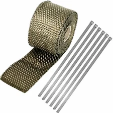 2'' x 5M Titanium Thermal Header Pipe Tape Titanium Lava Exhaust Wrap 6 Ties Kit