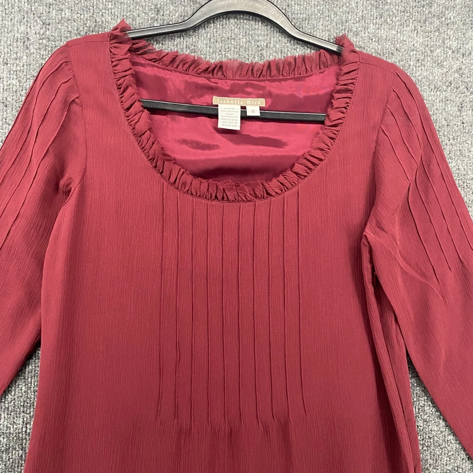 Vestido Isabella Bird Seda 4 Rojo Cambio Midi Modesto Clásico Femenino Minimalista Foto 2 de 4