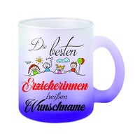 "Glas-Tasse Weiß/Lila \" Die Besten Erzieherinnen HeißEn.. Wunschname \""