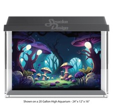 Glowing Fantasy Mushroom Polyester Fish Tank Glass Backdrop Aquarium Background