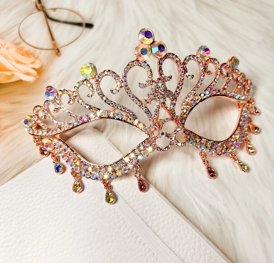 Venetian Masquerade Mask, Elegant Rainbow Teardrop Mask, Mardi Gras Party Mask - Image 3 of 4