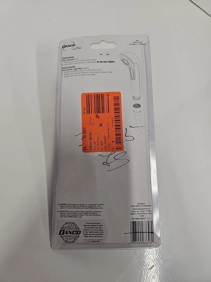 Grifo extraíble Danco mango pulverizador níquel cepillado 10409 Foto 2 de 3