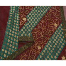 Sanskriti Vintage Sarees Art Silk Embroidered Dark Red Craft Fabric Premium Sari