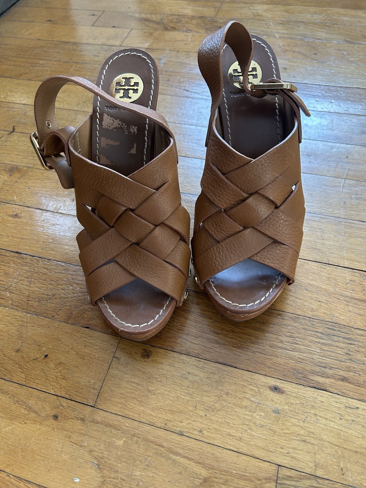 Tory Burch Jodie Tumbled Leather Platform sandals size 9.5 thumbnail 3