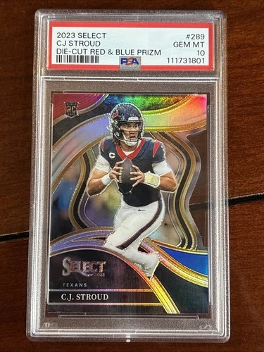 2023 Select CJ Stroud Red & Blue Prizm Die Cut Rookie PSA 10 Texans RC