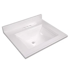 Design House Camilla Vanity Top,  Marble,White, 25 in W x 22 in D x 12.5 in