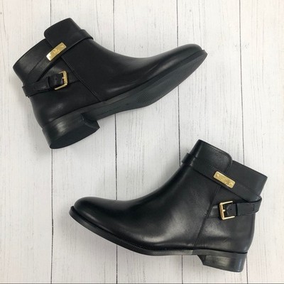 Lauren Ralph Lauren Ankle Boots Women's Size 7 Black Leather Borgia Buckle
