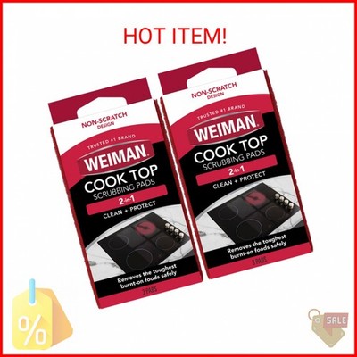 Weiman Cook Top Scrubbing Pads, 3 Count, 2 Pack Cuts Through the Toughest Stains