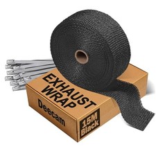 Exhaust Wrap, Black Exhaust Header Heat Wrap, 2'' x 50' Motorcycle High 15M
