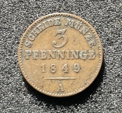 1849 Prussia 3 Pfennig Coin - King Friedrich Wilhelm IV - KM# 450..TM1675