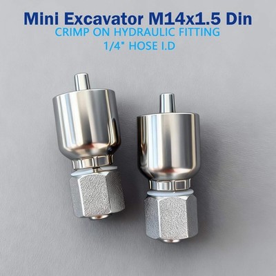 Chinese Mini Excavator M14x1.5 Din Crimp On Hydraulic Fitting 1/4'' Hose I.D