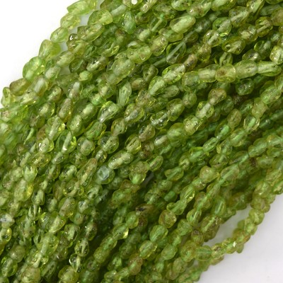 Natural Green Peridot Pebble Nugget Beads Gemstone 15.5'' Strand 3-4mm 4-6mm