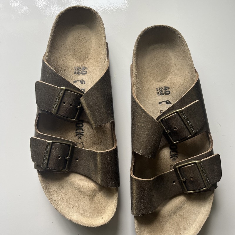 Birkenstock Arizona Birko-Flor Sandal for Women, Size 9 - Gold
