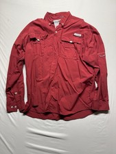 Columbia Red Long Sleeve Bahama II Omni-Shade Fishing Shirt Men's Size Regular
