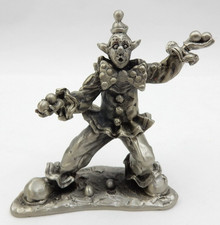 VINTAGE SOLID PEWTER CIRCUS CLOWN FIGURINE BY HUDSON PEWTER - MADE IN USA