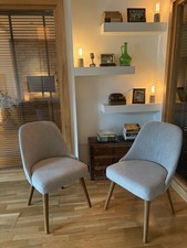 Two Grey Dining Room Office Chairs Cushioned West Elm Great Condition 