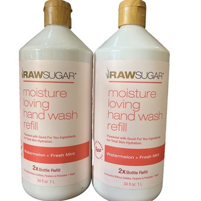 2 pk Raw Sugar Moisture Loving Hand Wash Refill Watermelon & Mint 34 Fl Oz
