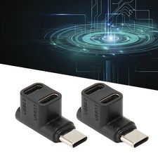 2pcs USB C 3.1 90 Angle Adapter 10Gbps Type C Male To Dual Female Popular