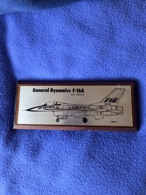 Holzbild Mit Metaltafel General DYNAMICS F-16A