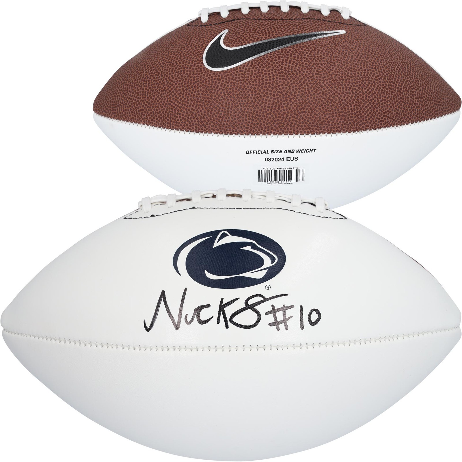 Nick Singleton Penn State Nittany Lions Autographed Signed Nike White Panel Football 