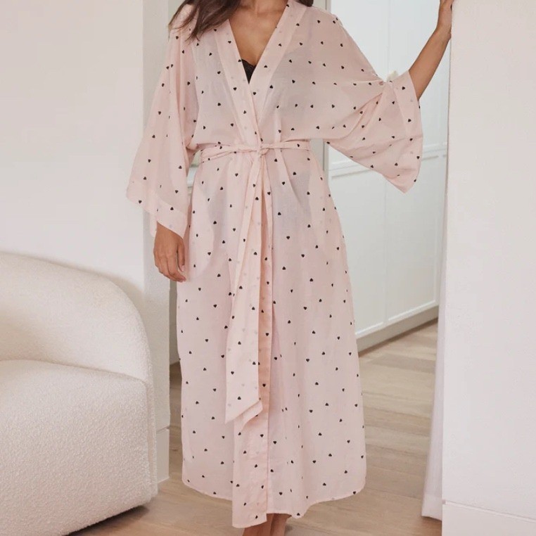 Papinelle Hearts Maxi Kimono Robe, XL