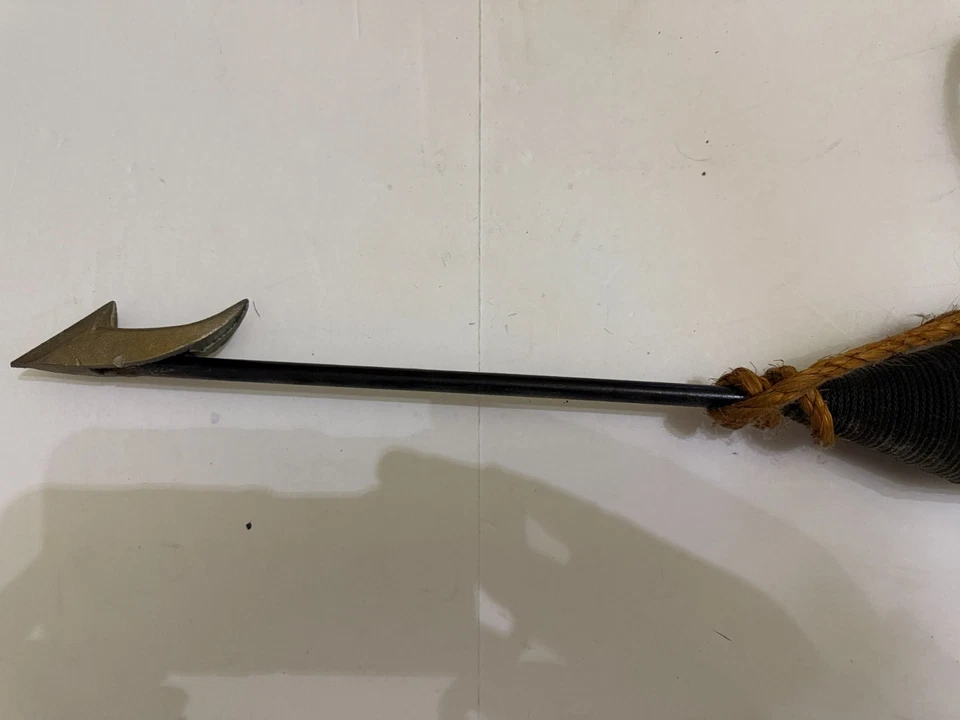 Arpón de pesca náutico marítimo vintage con mango de madera 37 pulgadas Foto 2 de 4