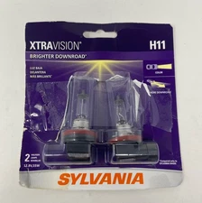 SYLVANIA XtraVision H11 Halogen Headlight Bulbs, Clear 55W 12.8V - 2-Pack