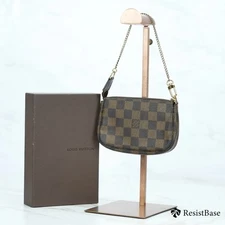 Louis Vuitton Damier Mini Pochette Accessoire Chain Pouch Handbag Ebene N58009 A