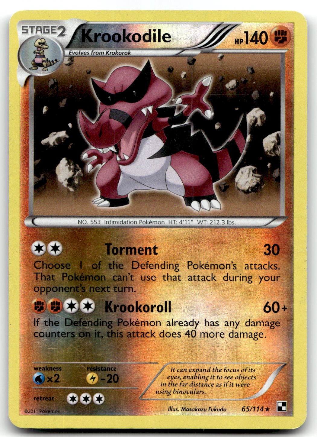 Krookodile 65/114 Black and White Holo Rare Reverse Holo Pokemon TCG HP