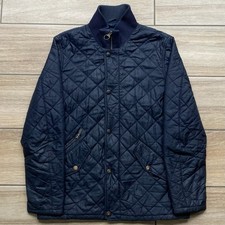 Mens Navy Barbour Heritage Rib Neck Sportsquilt Quilted Jacket Coat Chelsea M