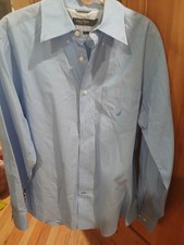 Nautica Blue & White Stripe Long Sleeve Button Up Shirt Size M