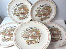 5 VINTAGE PIZZA PLATE SET IRONSTONE 1990S RETRO ITALY PIZZA OVEN