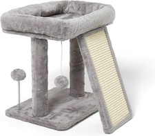 17.1-inch Small Cat Tree Tower with Scratching Post for Indoor Cats, Light Grey