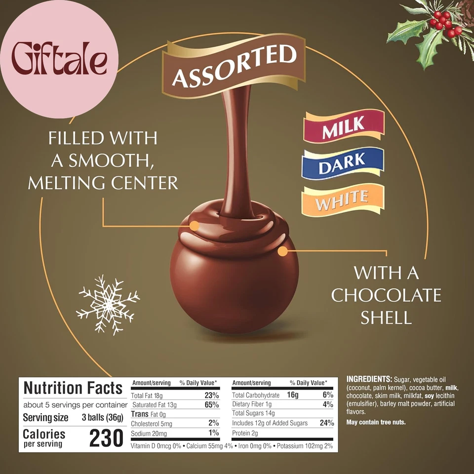 LINDOR Assorted Chocolate Candy Truffles Traditions Gift Box, Assorted Chocolate - Image 2 of 4