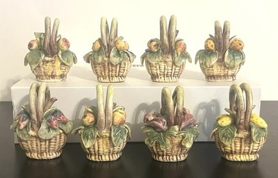 Set of (8) Capodimonte Italy Mini Baskets Fruit/Vegetable - 2 