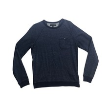Banana Republic Mens Blue Stripe Crew Neck Raglan Sleeve Pocket Sweatshirt M