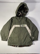 Boys ZeroXposur Hooded Reversible Jacket/Coat Size M 5/6 Zipper Green/Fatigue